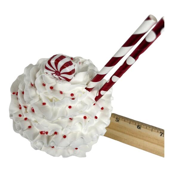 NEW Rae Dunn EGGNOG MUG Coffee Cup + Whip Cream & Straw Decor Topper LG 16oz - Picture 7 of 8